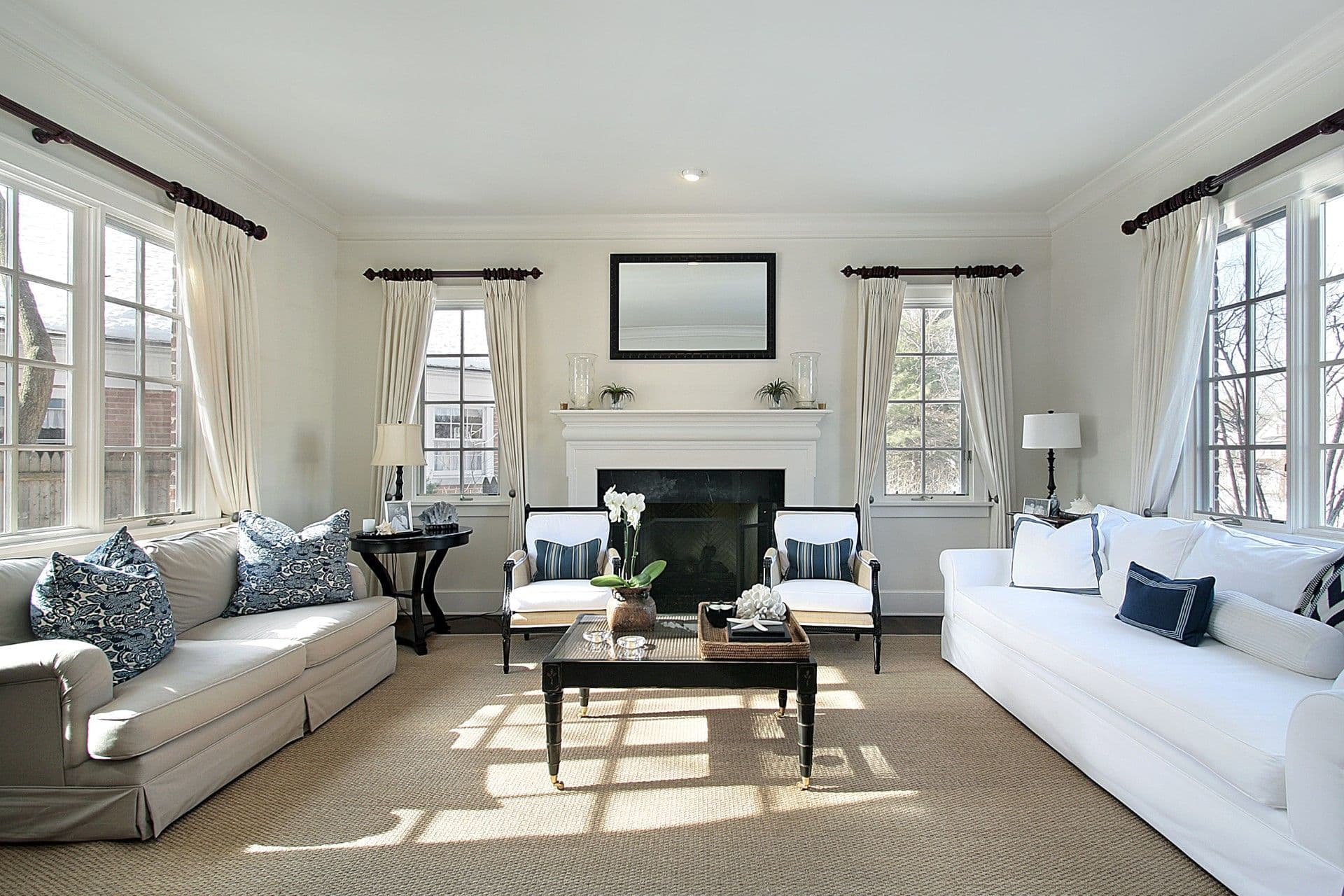 Living room with windows